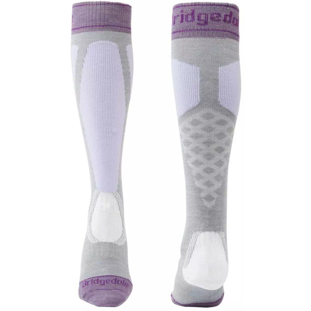 Bridgedale Women's Ski Easy On Merino Endurance Over Calf (Grey/Lilac) front back