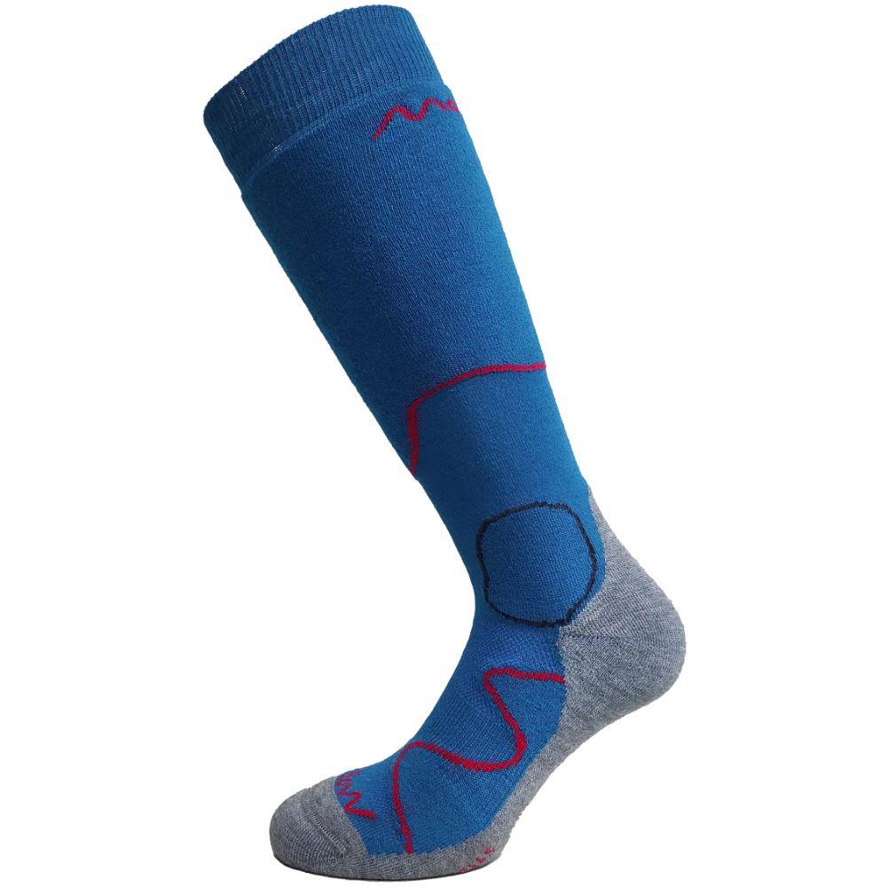 Moggans Intermediate Medium Cushion Ski Socks (Alpine Blue/Grey)