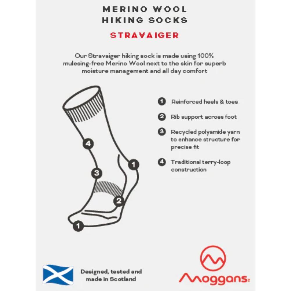 Moggans Stravaiger Merino Hiking Socks (Liath/Grey) info