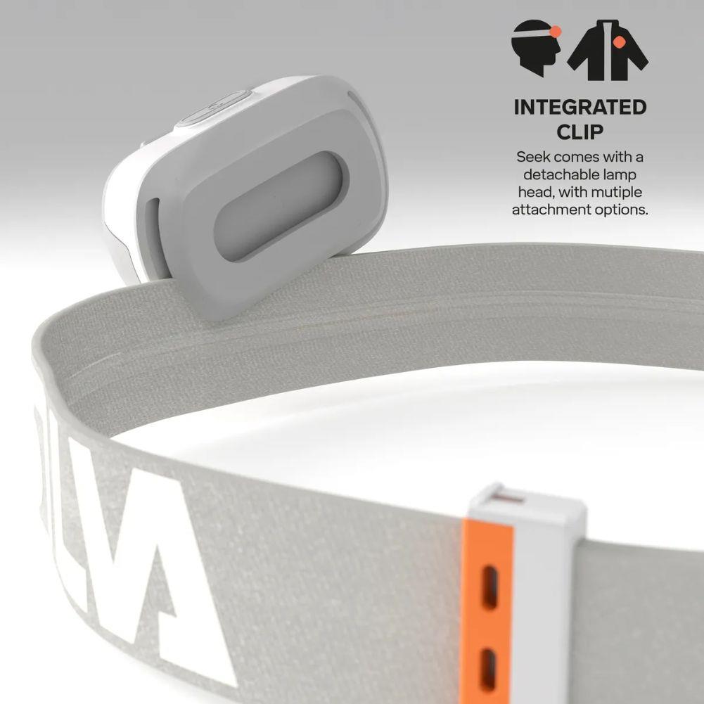 Silva Seek 450 Recharge Headtorch (Whiteout) clip on