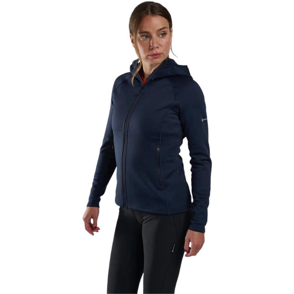 Montane Women's Fury Hooded Fleece Jacket (Eclipse Blue) model women