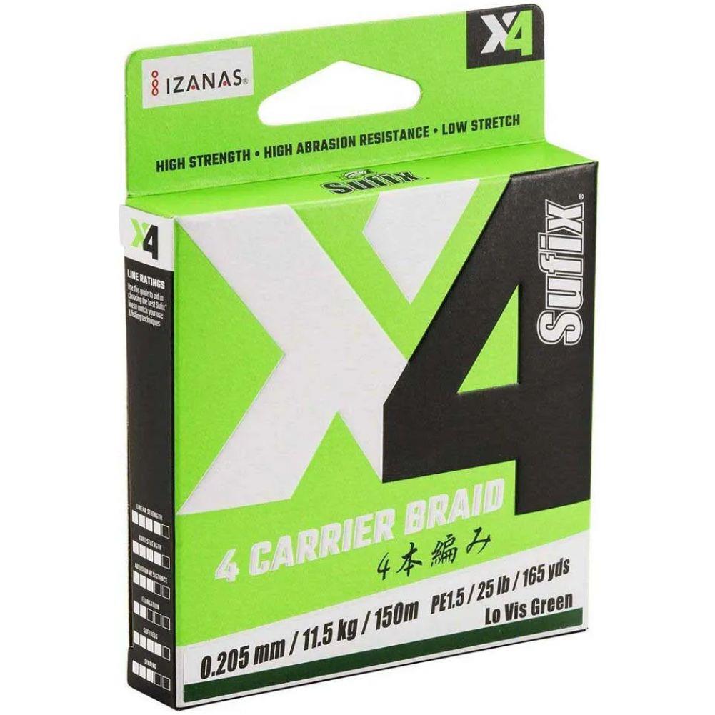 Sufix X4 300m Braided Fishing Line 330m (Low Vis Green)