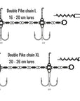 VMC Double Pike Chain Treble Hook (UV Orange) sizes