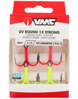 VMC 4551 UV Assorted Round Strong 3/0 Treble Hook x4 package