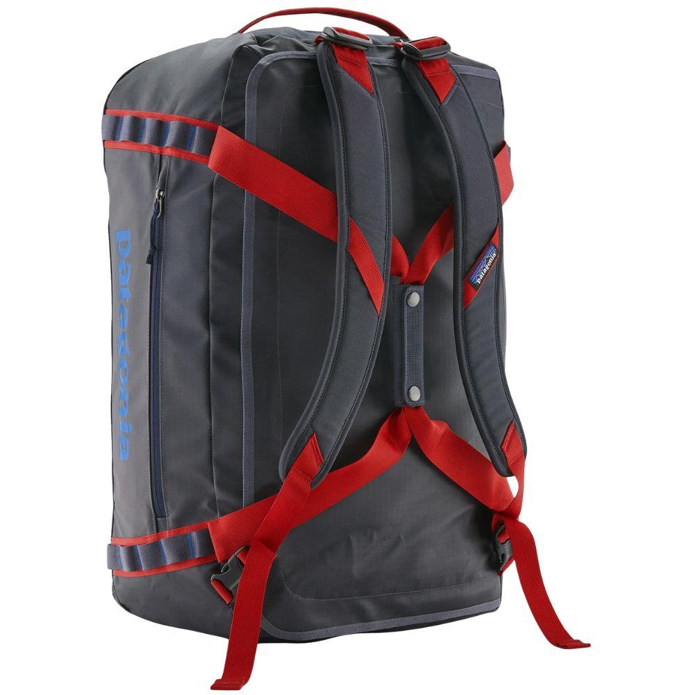 Patagonia Black Hole 55L Duffel Bag (Smolder Blue w/Amanita Red)  standing
