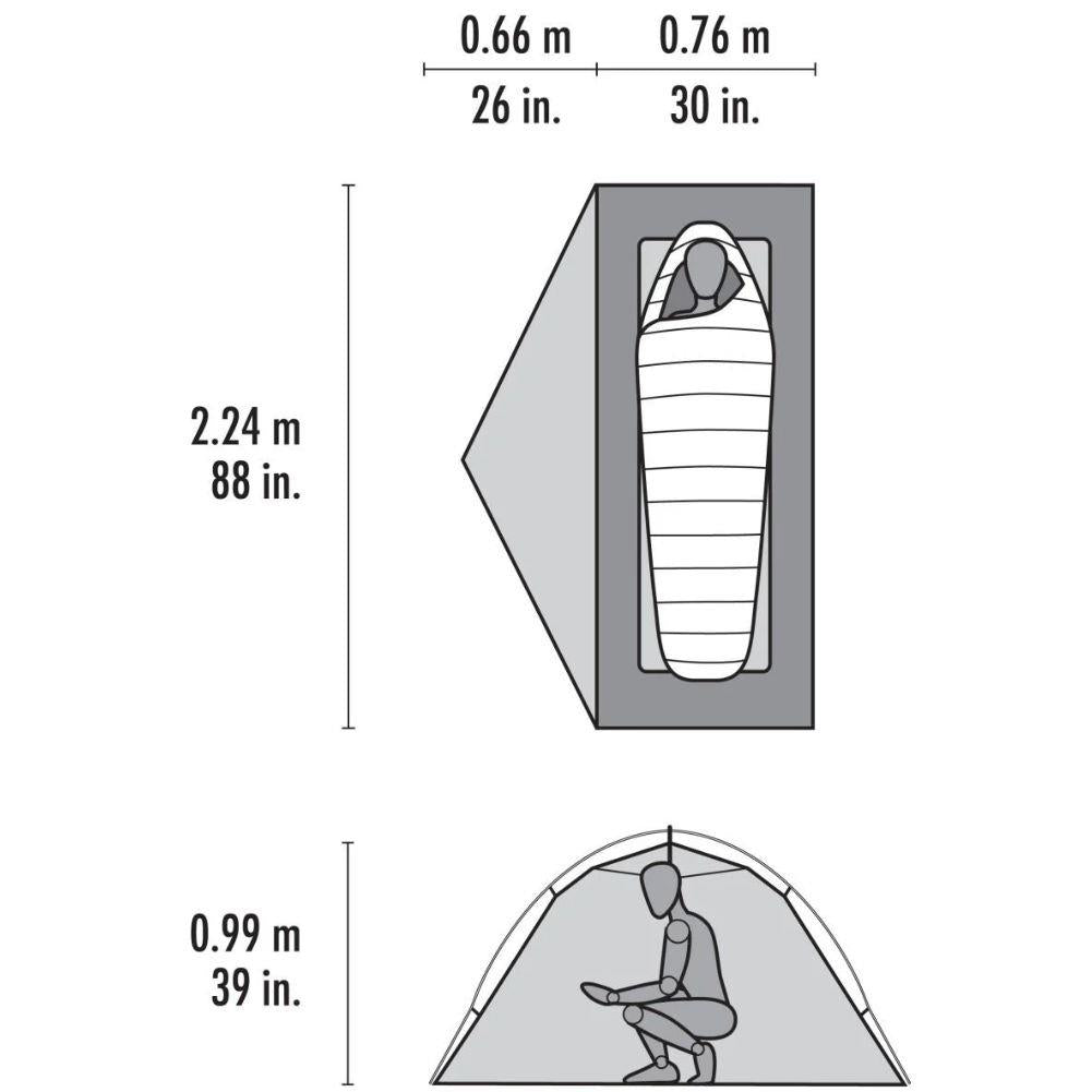 MSR Elixir 1-Person Backpacking Tent 2026 (Green) measurements