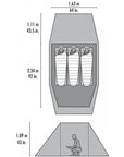 MSR  Tindheim 3-Person Backpacking Tunnel Tent (Green) measyrements