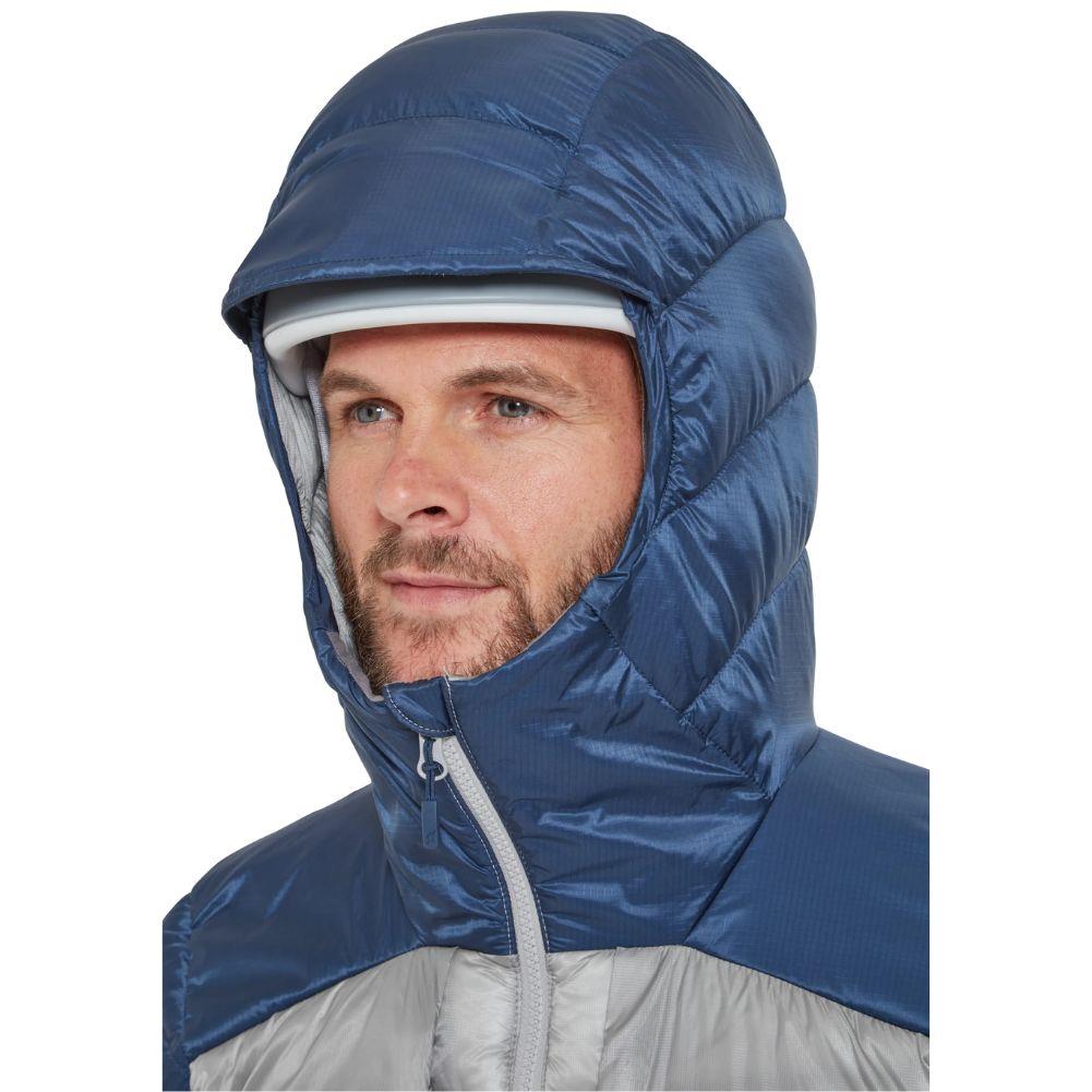 Rab Men's Cirrus Ultra Insulated Hooded Jacket (Tempest Blue/Light Zinc) hood up