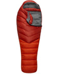 Rab Alpine 600 Down Left Zip Sleeping Bag - Regular (Red Clay) slight open
