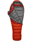 Rab Alpine 600 Down Left Zip Sleeping Bag - Regular (Red Clay) open