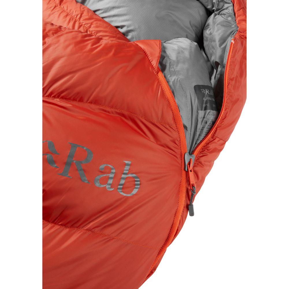 Rab Alpine 600 Down Left Zip Sleeping Bag - Regular (Red Clay) zipper