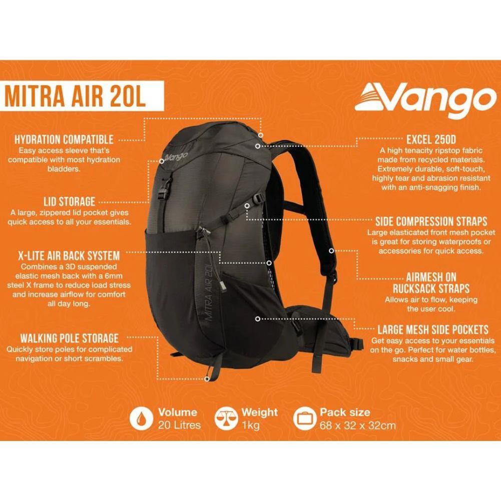 Vango Mitra Air 20L Day Pack (Black) info