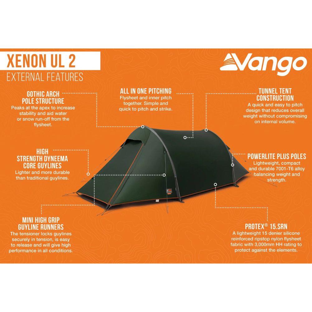 Vango F10 Xenon UL 2 2-Person Lightweight Tent (2026) (Alpine Green) info