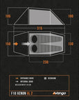 Vango F10 Xenon UL 2 2-Person Lightweight Tent (2026) (Alpine Green) diminsions