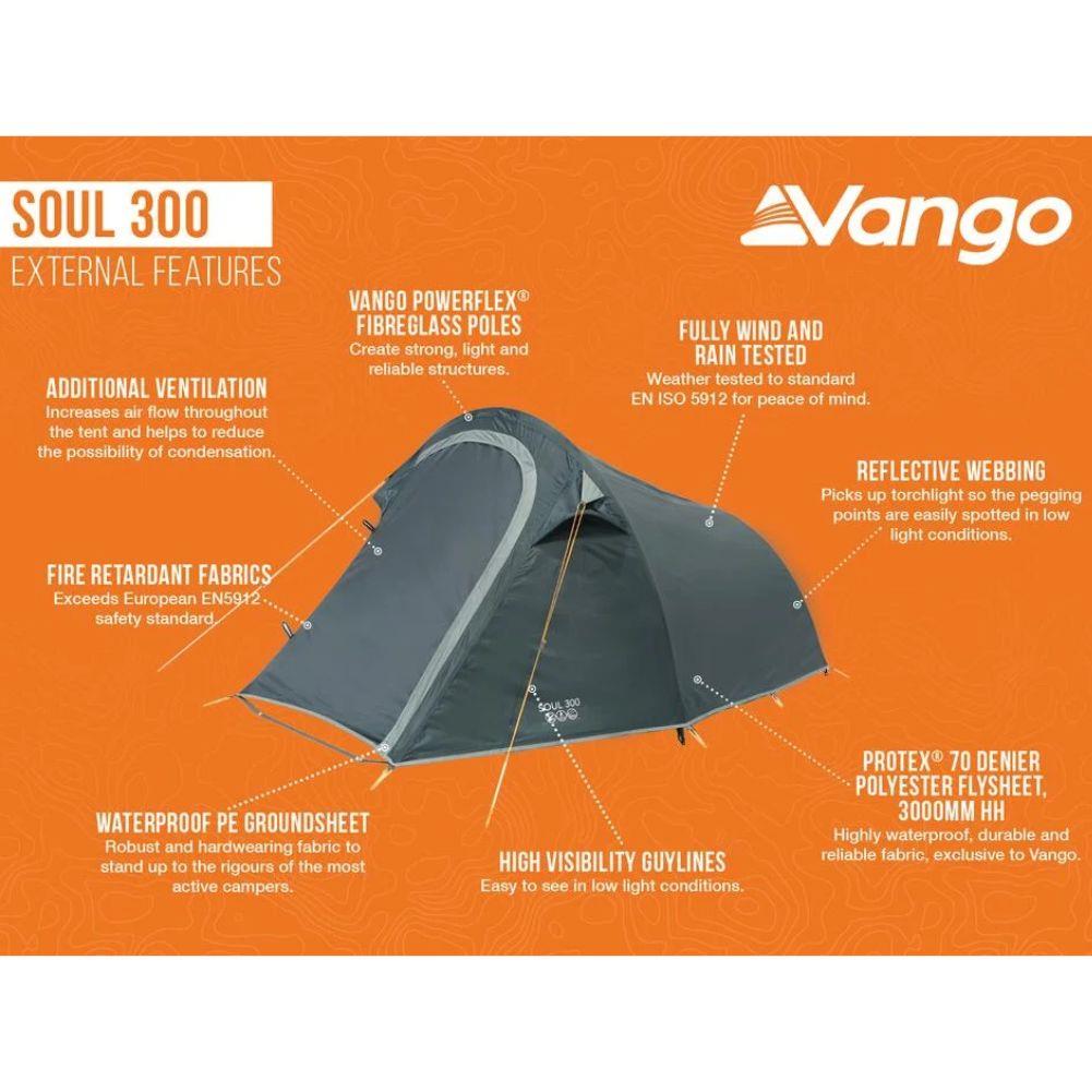 Vango Soul 300 Tent - 3 Man Tent (Peridot Green) (2025) info
