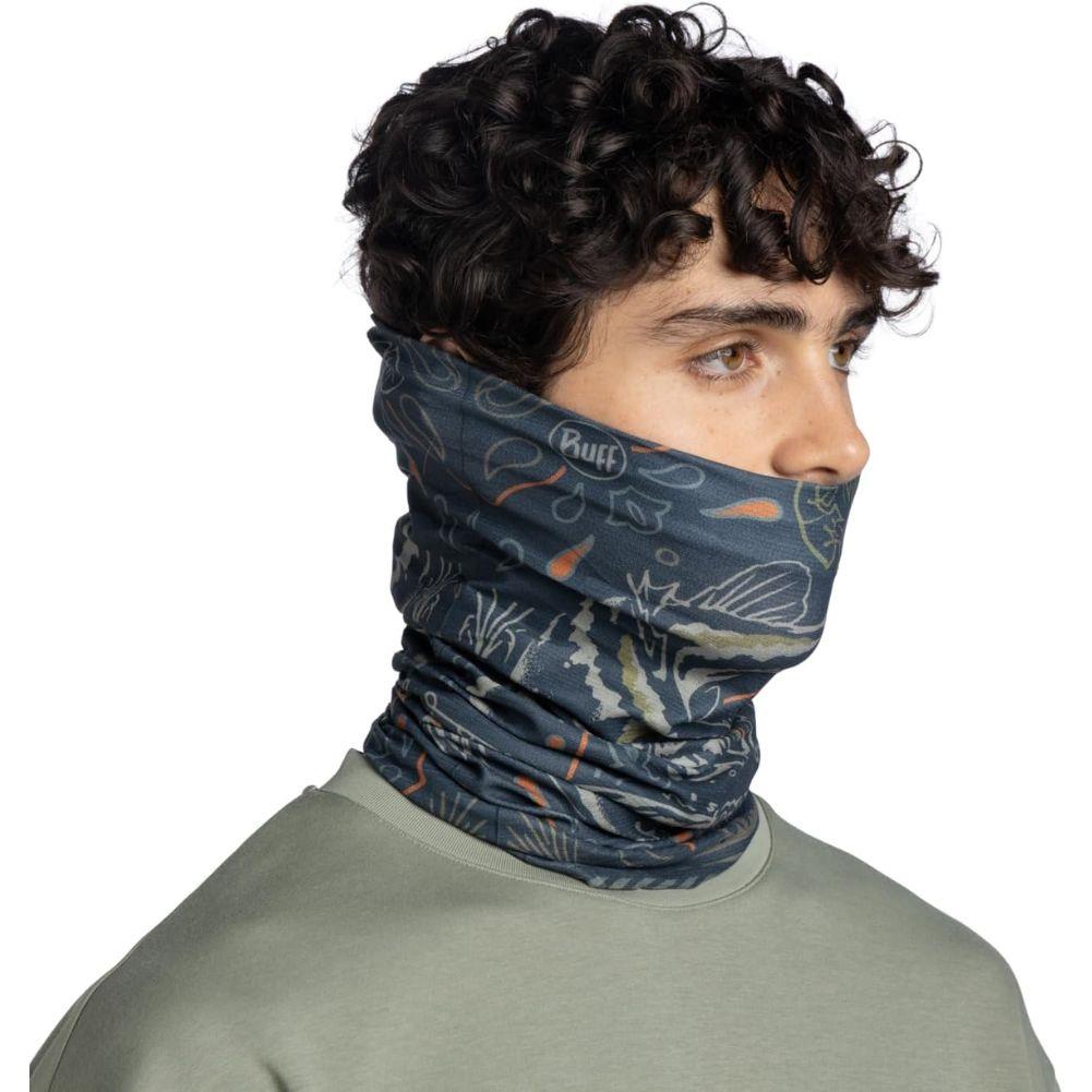 Buff CoolNet UV Neckwear (Largemouth Navy) around face
