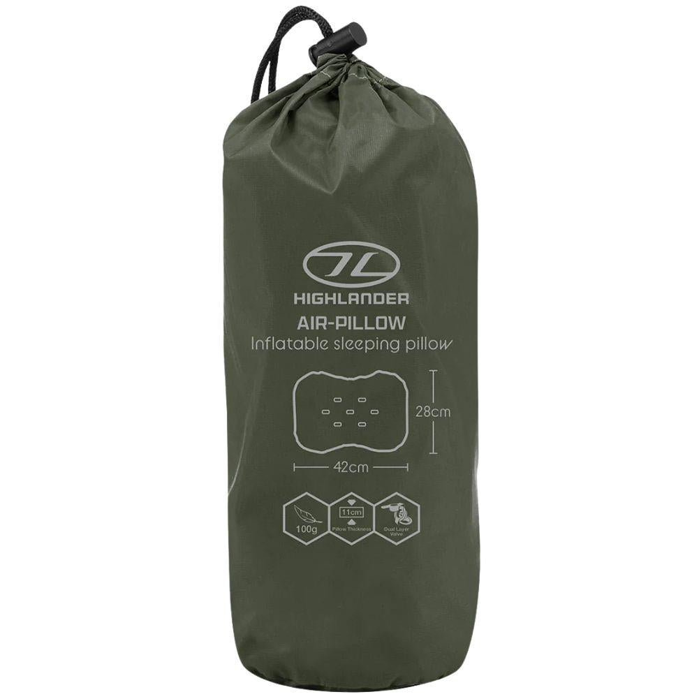 Highlander Nap Pak Camping Air Pillow (Olive) package