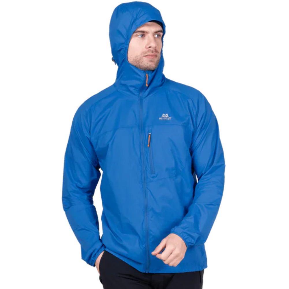Mountain Equipment Men's Aerofoil Soft Shell Hooded Jacket (Atlantic Blue) hood up