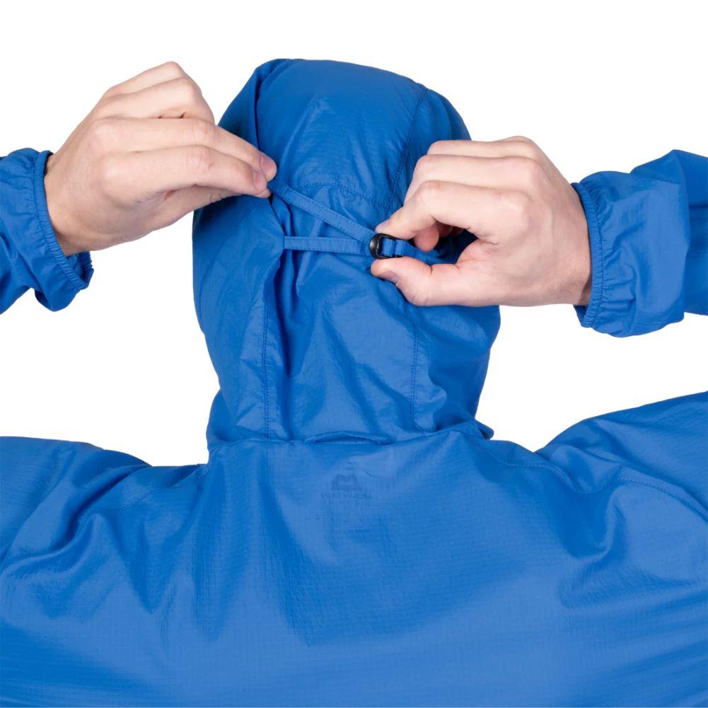 Mountain Equipment Men's Aerofoil Soft Shell Hooded Jacket (Atlantic Blue) back hood