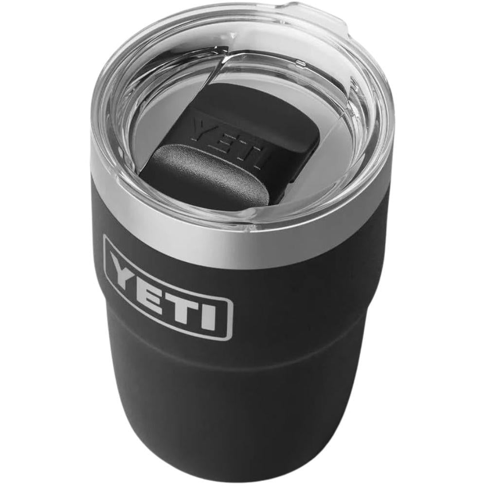 Yeti 8 oz (236 ml) Stackable Cup With DuraSip Ceramic Lining (Black) lid on