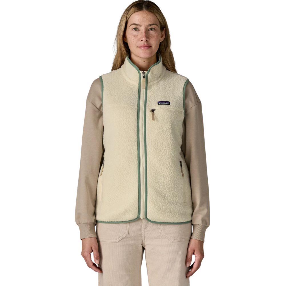 Patagonia Women's Retro Pile Fleece Vest (Natural w/Ellwood Green) front