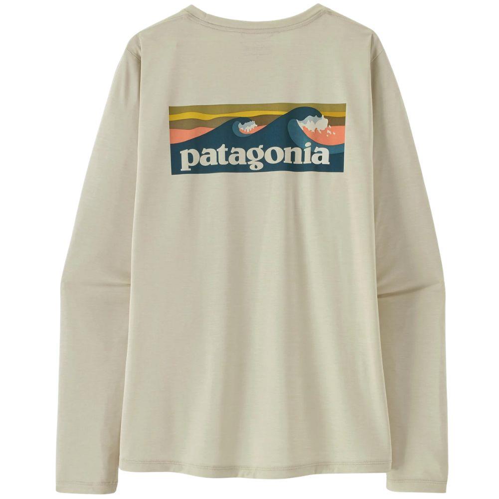 Patagonia Women's Long-Sleeved Capilene Cool Daily Shirt - Boardshort Logo (Dyno White)