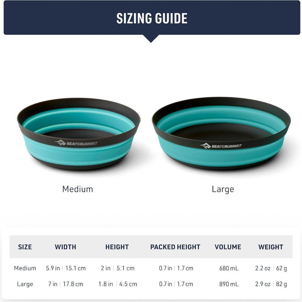 Sea to Summit Frontier UL Collapsible Bowl - Medium (Sulphur Yellow) size guide