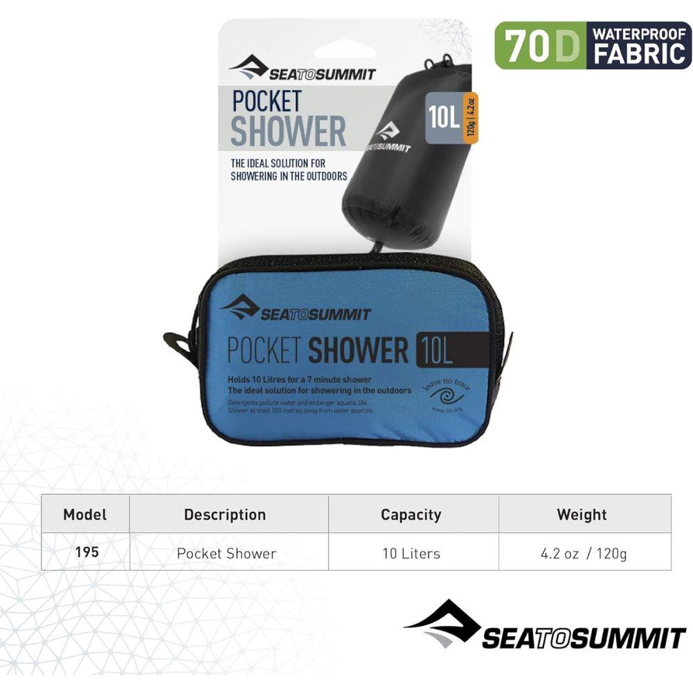 Sea To Summit 10L Pocket Shower (Black) package sizxe
