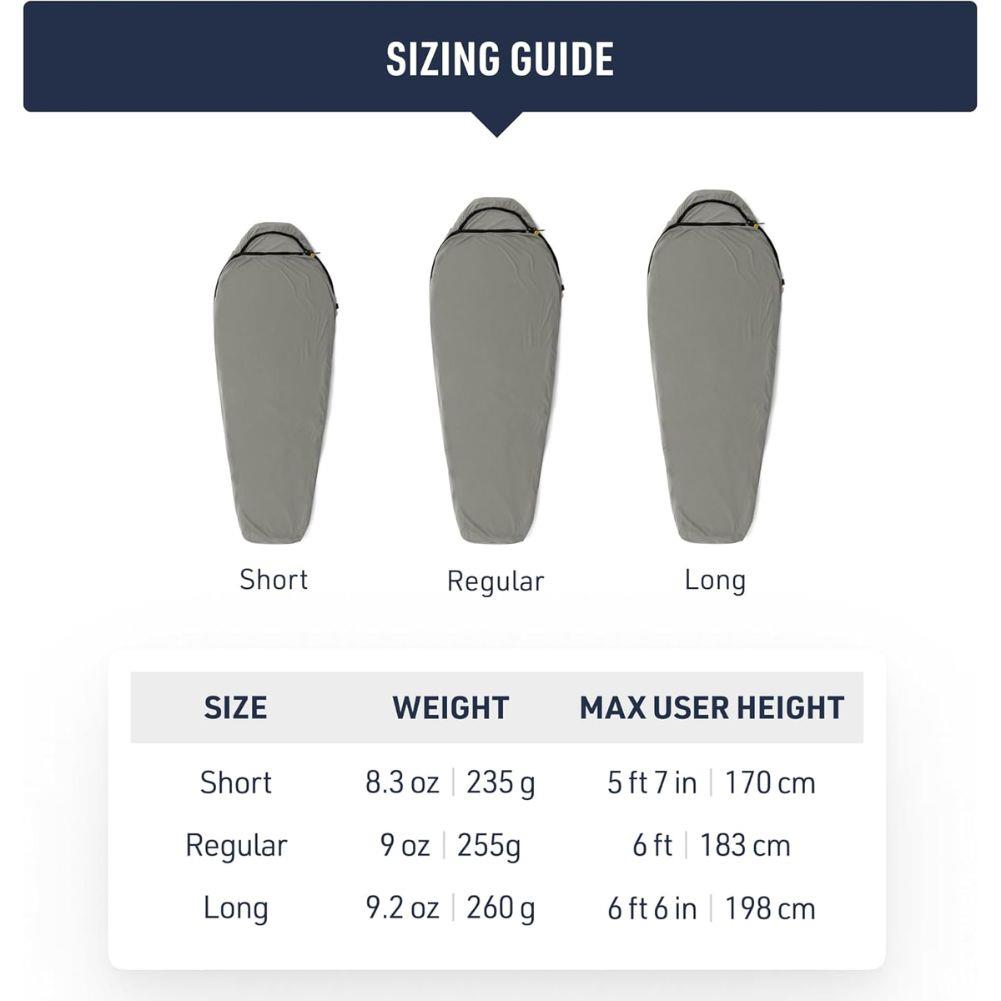 Sea To Summit Reactor Lightweight Sleeping Bag  Liner - Regular (Pewter) sizing