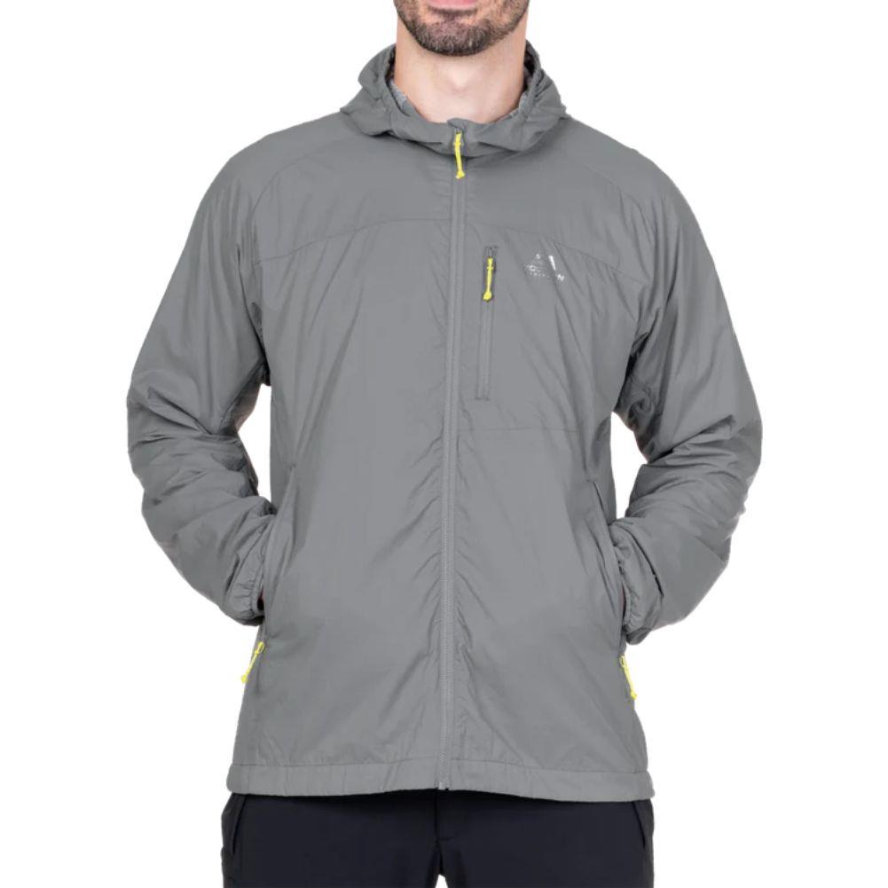 Mountain Equipment Men's Aerotherm Hooded Jacket (Tufa) hands in pocket