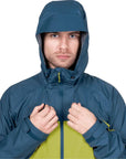Mountain Equipment Men's Raintower Jacket (Vine/Majolica) hood up close