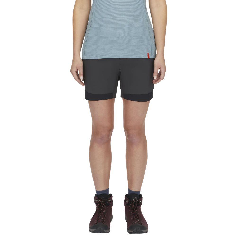 Rab Women's Torque Mountain Shorts - 8" (Anthracite/Black) front legs