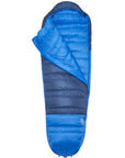 Rab Ascent Down Sleeping Bag (-6°C) - Long Wide - Left Zip (Tempest Blue/Maya Blue) open