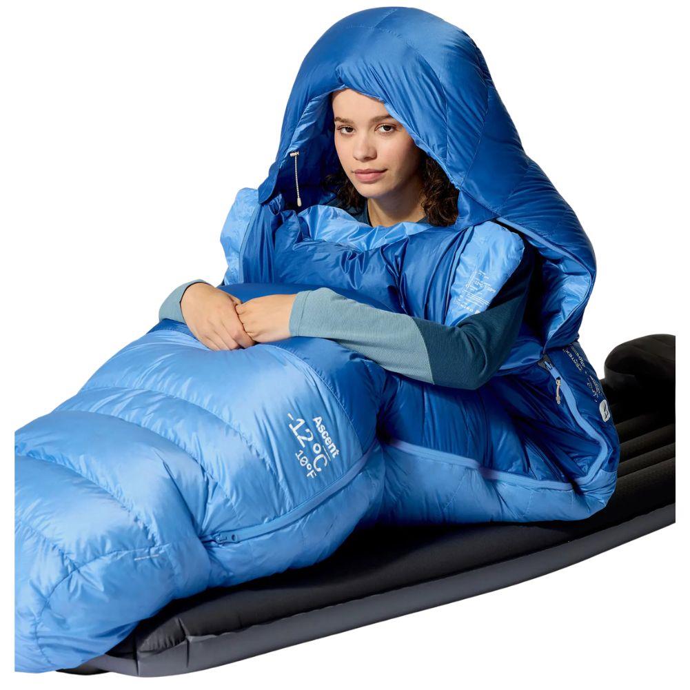 Rab Women's Ascent Down Sleeping Bag (-6°C) - Regular - Left Zip (Dark Bluebird/Bluebird)sitting