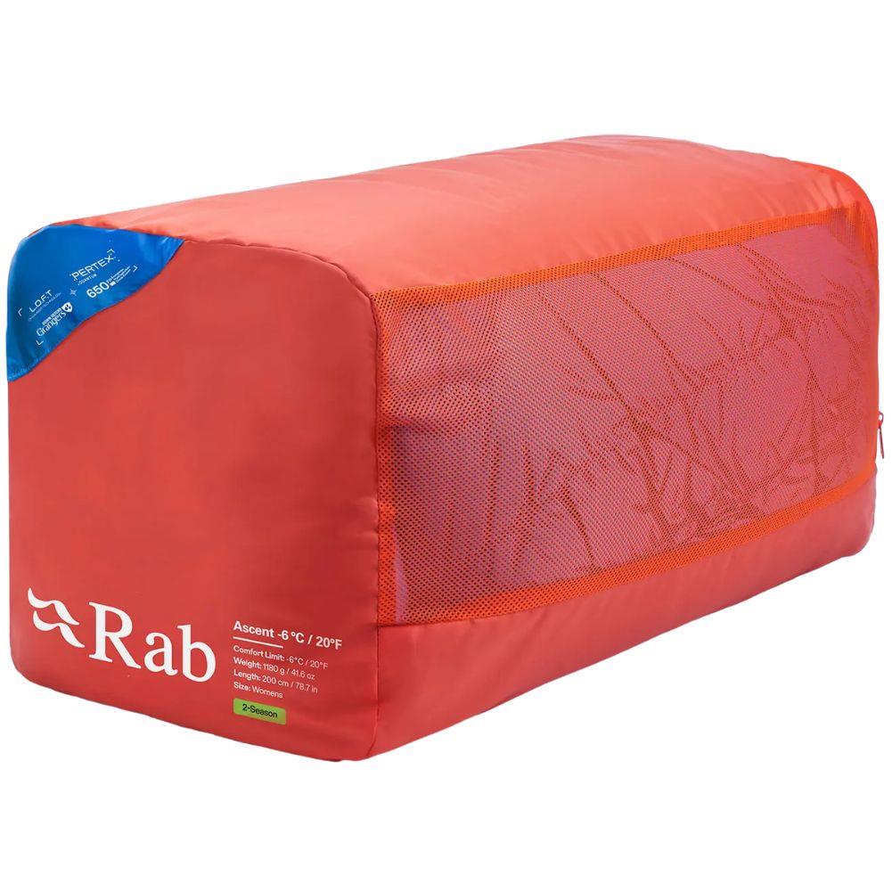 Rab Women's Ascent Down Sleeping Bag (-6°C) - Regular - Left Zip (Dark Bluebird/Bluebird) box
