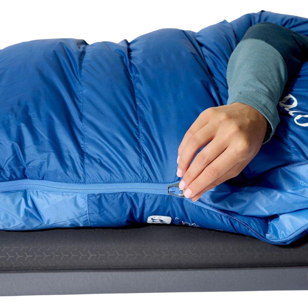Rab Women's Ascent Down Sleeping Bag (-12°C) - Regular - Left Zip (Dark Bluebird/Bluebird) zipper