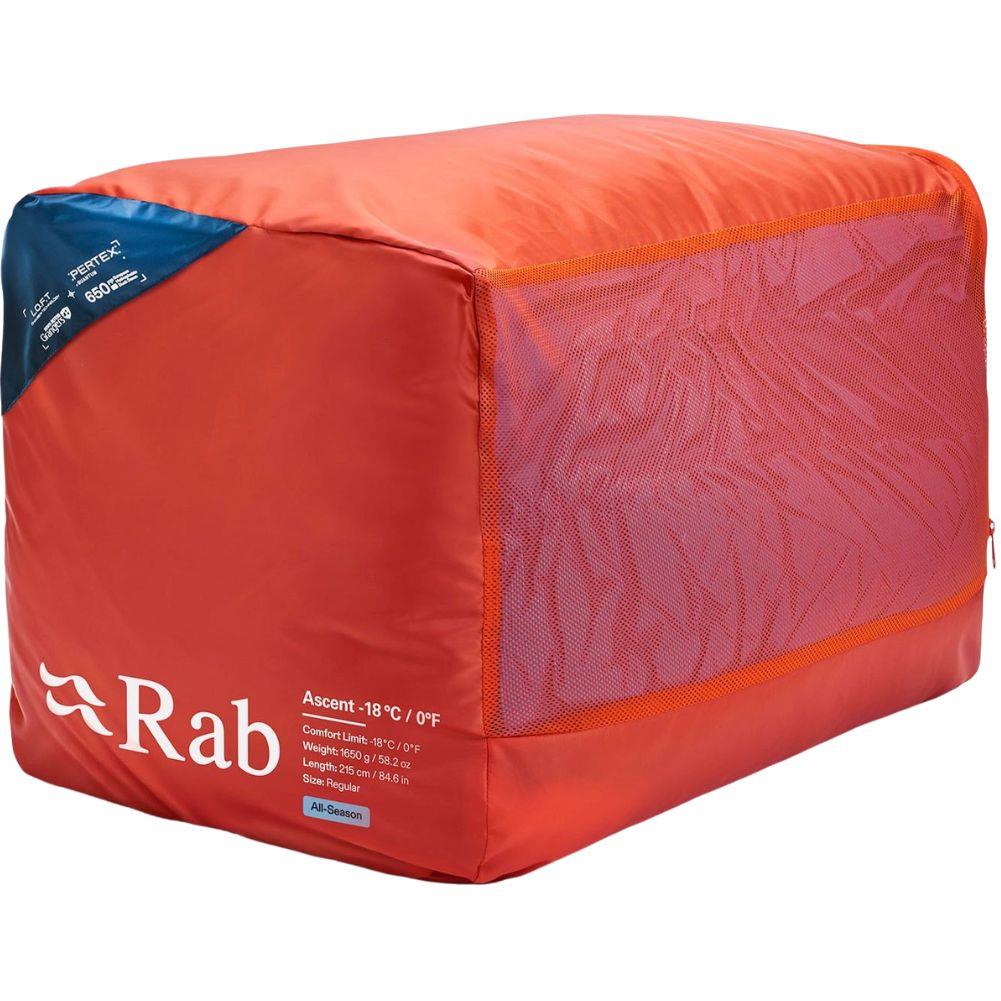Rab Ascent Down Sleeping Bag (-18°C) - Regular - Left Zip (Tempest Blue/Maya Blue) box