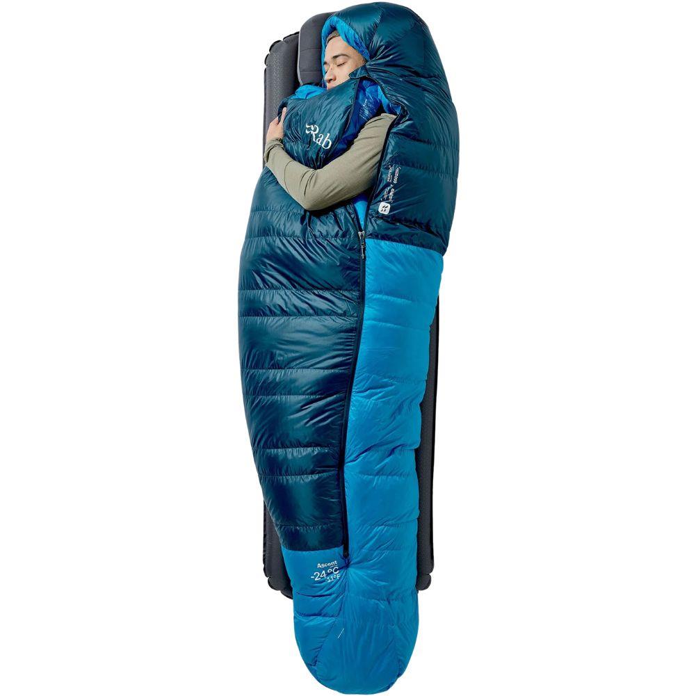 Rab Ascent Down Sleeping Bag (-24°C) - Regular - Left Zip (Tempest Blue/Maya Blue) side