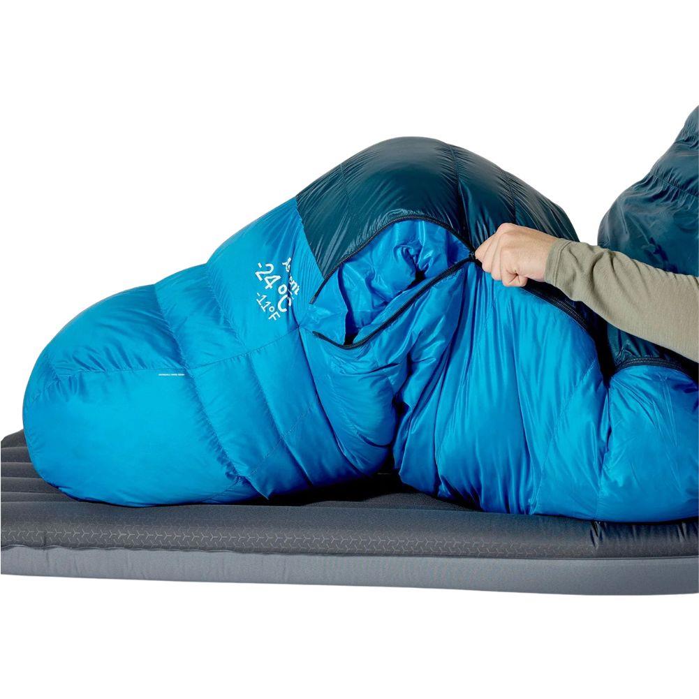 Rab Ascent Down Sleeping Bag (-24°C) - Regular - Left Zip (Tempest Blue/Maya Blue) leg