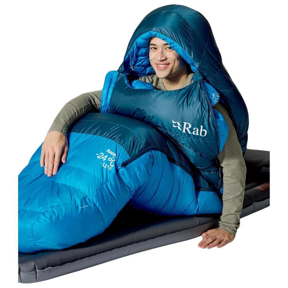 Rab Ascent Down Sleeping Bag (-24°C) - Regular - Left Zip (Tempest Blue/Maya Blue) smile
