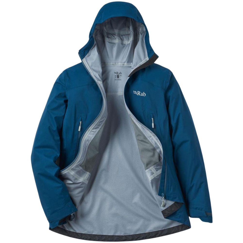 Rab Men's Firewall Light Waterproof Jacket (Tempest Blue) open