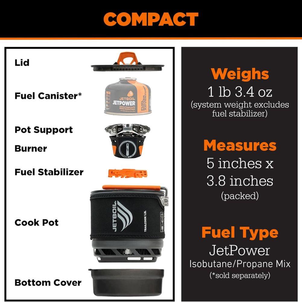 Jetboil TrailCook 1.2L Cook System (Carbon) compact