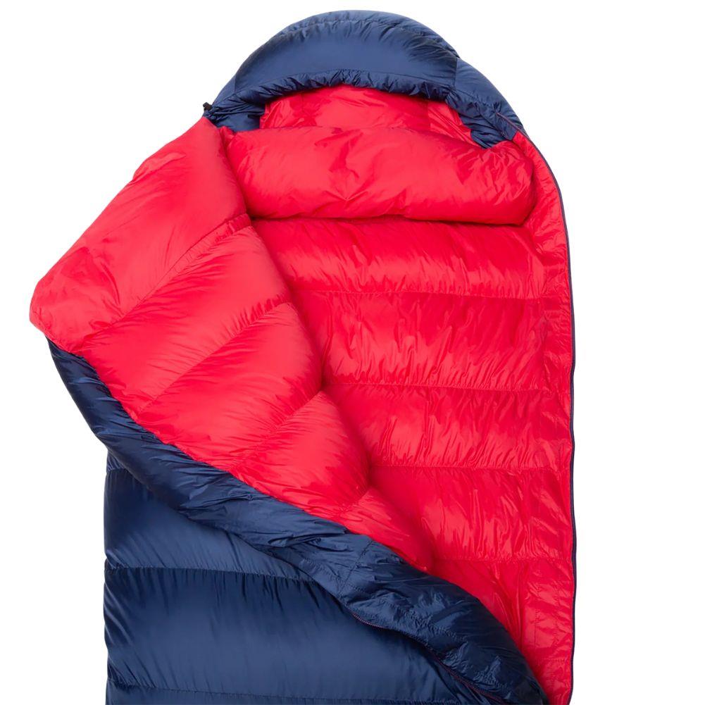 Mountain Equipment Helium Women's 400 Regular Down Sleeping Bag - Left Zip (Medieval Blue) open