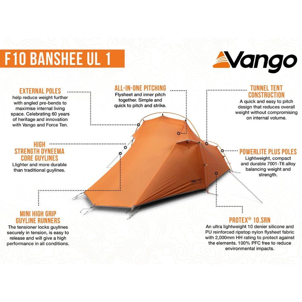 Force Ten (F10) Banshee UL1 - 1 Man Tent (Burnt Orange) info