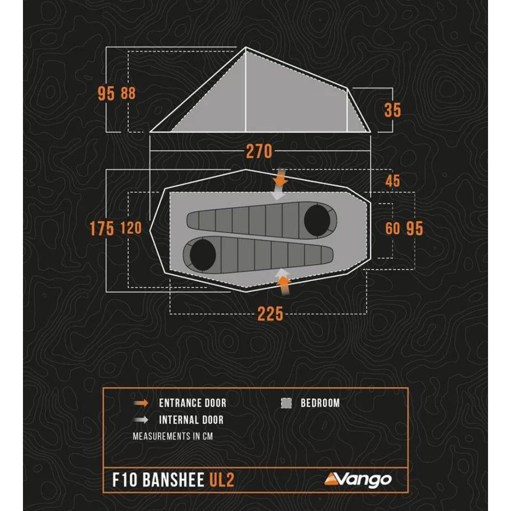 Force Ten (F10) Banshee UL2 -  2 Man Tent (Burnt Orange) diagram