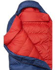 Mountain Equipment Classic Eco 500 Regular Down Sleeping Bag - Left Zip (Dusk) open
