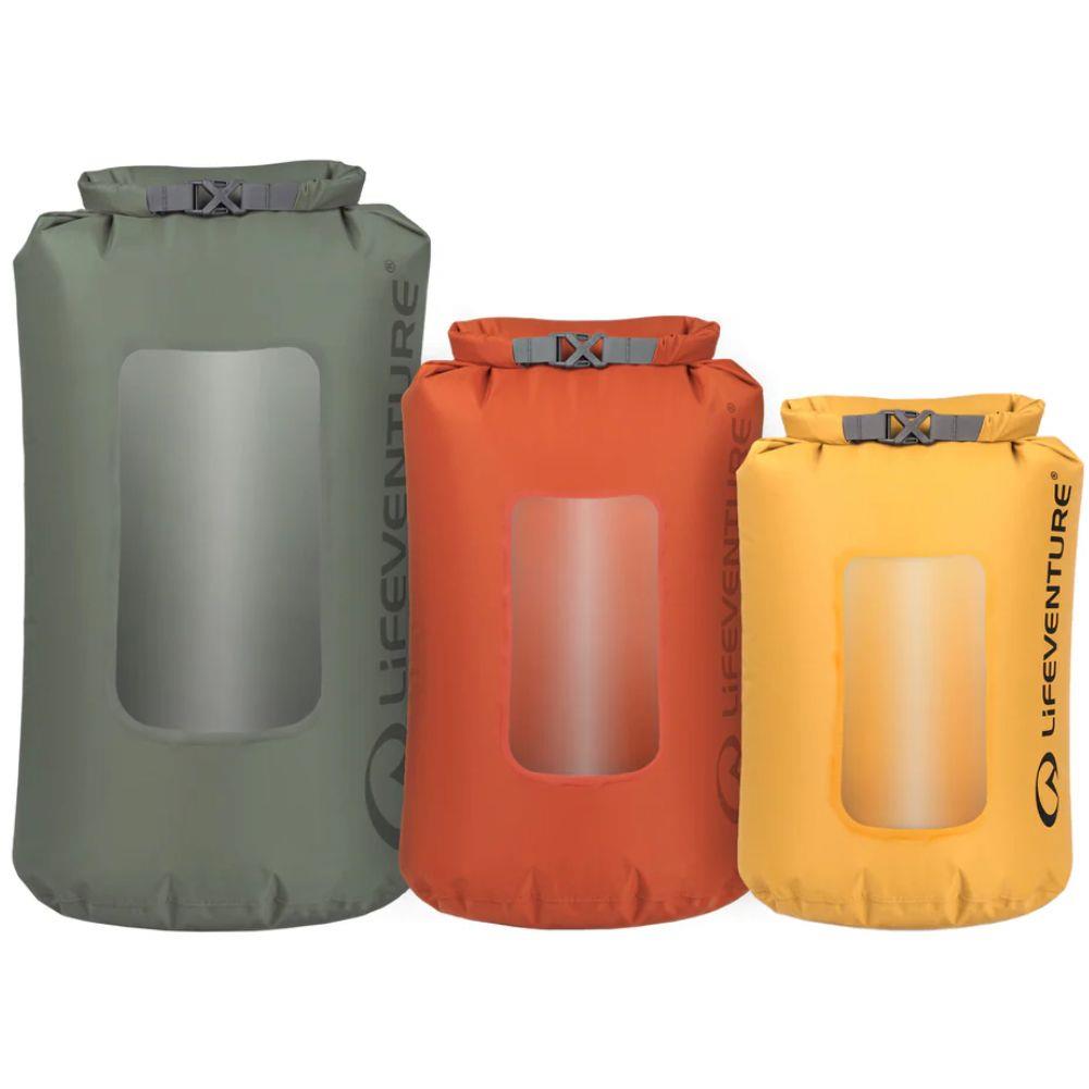 Lifeventure Stormlight Dry Bags TPU Window Multipack (Yellow/Rust/Olive)