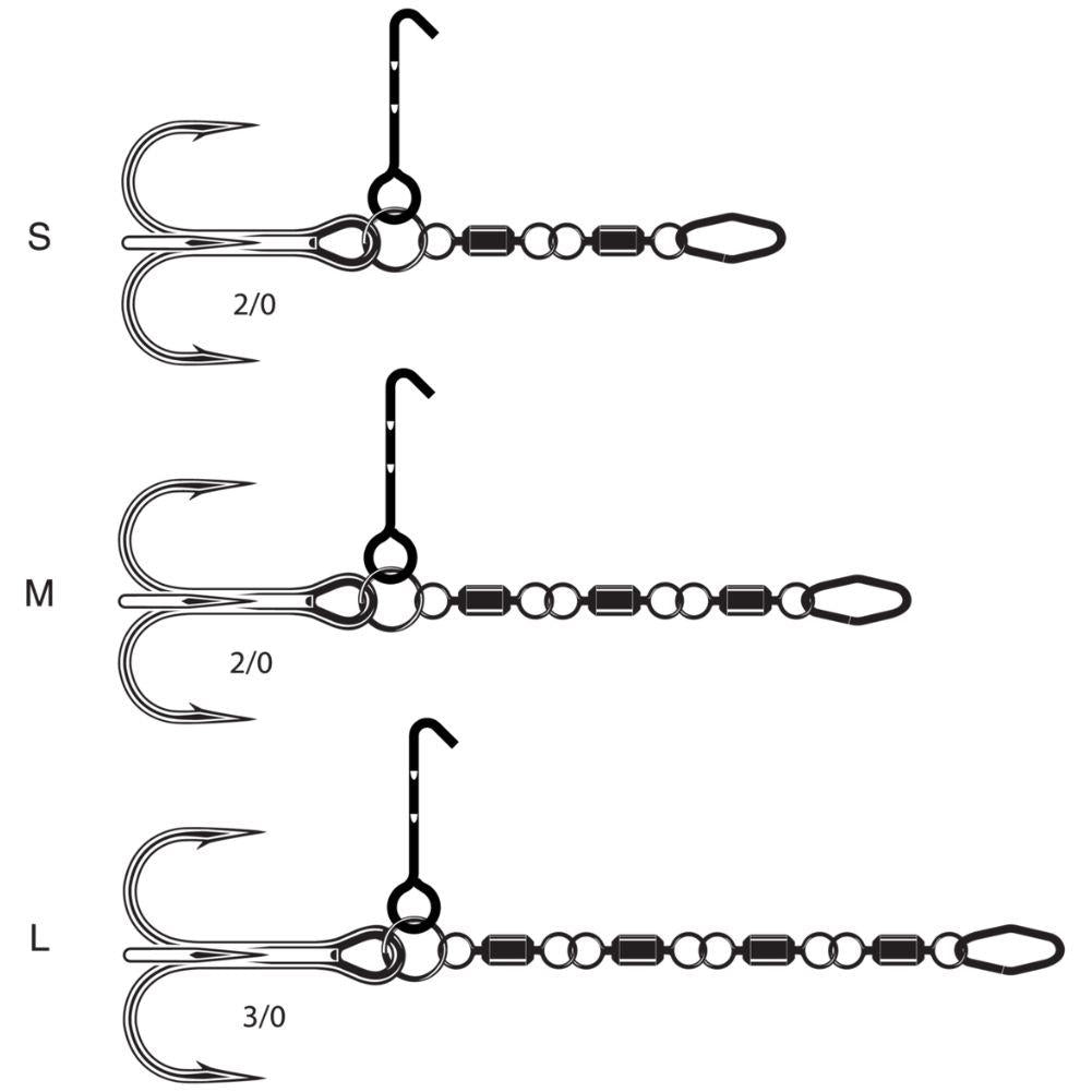 VMC Pike Chain Fishing Hook - M (UV Orange) sizes