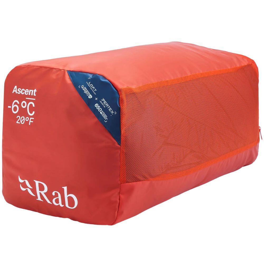 Rab Ascent Down Sleeping Bag (-6°C) - Long - Left Zip (Tempest Blue/Maya Blue) box
