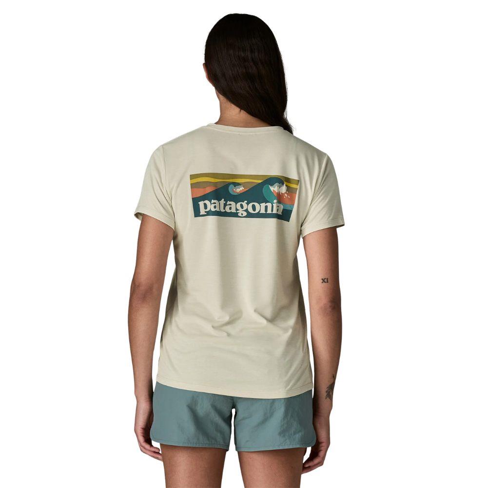 Patagonia Women's Capilene Cool Daily Shirt - Boardshort Logo (Dyno White) Back Person
